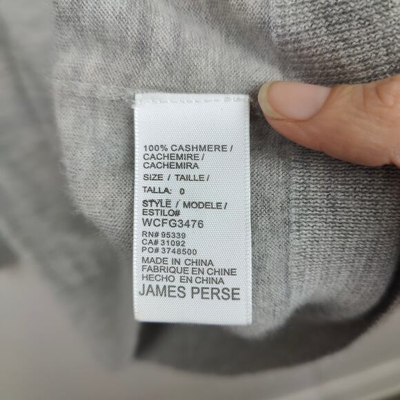 James Perse 100% Cashmere Pullover Sweater Womens XS 0 Light Gray Heather FLAWS - Picture 7 of 10